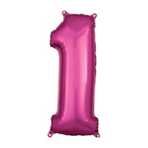 1 Rakam Koyu Pembe Folyo Balon 80 Cm