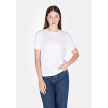 Colins Regular Fit Yuvarlak Yaka Düz Kadın Beyaz Kısa Kol Tişört Cl1073957 Q1.v1 Wht Beyaz