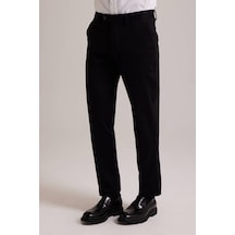 Erkek Siyah Düz Regular Fit Spor Kanvas Pantolon