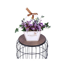 Yapay Çiçek Sitesi Yapay Çiçekli Romantic Çantalı Aranjman Model 11 Mor