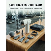 Derin Doku İçin Şarjlı Kablosuz Kas Masaj Tabancası 8 Başlıklı 6 Hızlı