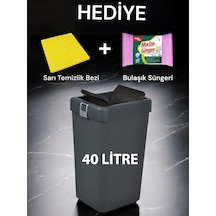 Technow Motek Cob-412b 40 Litre Kilitli Hassas Kapaklı Çöp Kutusu Gri
