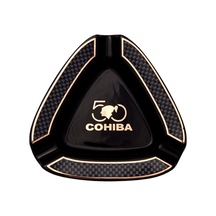 Cohiba 50. Yıl Karbon Desenli Siyah Porselen Üçlü Puro Küllüğü
