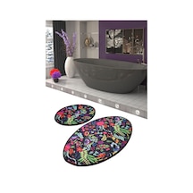 Pictura Siyah Oval Djt 2 Li Set Banyo Paspas Seti Klozet Takımı Çok Renkli