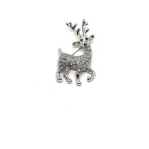 Oya Silver Işıltılı Mavi Gözlü Geyik Broş Gbj1111 Beyaz
