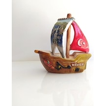 Orta Boy Gemi Biblo Türk Bayraklı Ev Masa Üstü Figür Obje Seramik