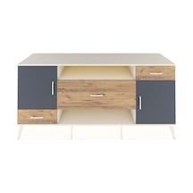 Kronos Konsol 4 Raflı 3 Çekmeceli 2 Kapaklı 176x59x83 Aytaşı-antrasit/çam Antrasit/çam