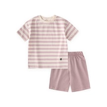 Cigit Çizgili Basic Kaprili Takım 1-7 Yaş Leylak Çizgili Pembe