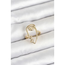 Mey İthalat Pirinç Gold Renk Picasso Tarzı Tek Çizgi Yüz Model Kadın Yüzük - Özel Seri Meyeb69945dab0a85d252ec07b4f7 Altın
