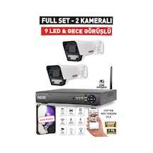 2 Kameralı Fullhd Güvenlik Kamerası Seti - Gece Görüşlü 9 Led - Cepten İzle - Hard Disksiz