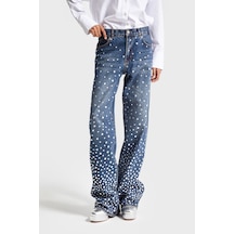 Itsbasic Kadın T.kot Rengi 2w48 Parlak Damla Taş Detaylı Tasarım Denim Jean Kırmızı