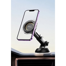 Exenar - Siyah - Araç Torpido Cam 360 Dönen Magsafe Telefon Tutucusu Manyetik Mıknatıslı Telefon Tutacağı Holder