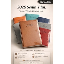 Kahverengi Premium Deri Görünümlü Ajanda 14x20 Cm 7 Renk Seçenekli Sert Kapak Yönetici Planlayıcı Kahverengi