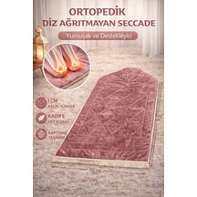 Ortopedik Diz Ağrıtmayan Kapitone Tasarım Hediyelik Çeyizlik Seccade 1cm Sünger 65 120 Ebat Gül Kurusu