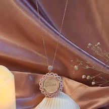 Sonsuzluk Çerçeveli İsim Yazılabilir Rose Gold Gümüş Kolye Gümüş