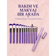 12 Li Mor Makyaj Fırça Seti Ve Kaş Düzeltme Cihazı Kadın Makyaj Ve Kişisel Bakım Seti 25789806