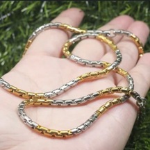 Gold&gümüş Mixli 1.sınıf Örme Çelik Unisex Kolye Ve Bileklik Set