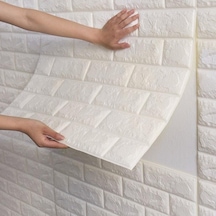 Kendinden Yapışkanlı Boyanabilir Beyaz Duvar Kağıdı Paneli 3D (531934859)