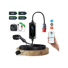 11 Kw 16A Tip-2 5X16A Fiş Trifaze Çantalı Dönüştürücü Kablolu Elektrikli Araç Taşınabilir Şarj Istasyonu 5 M Türkçe