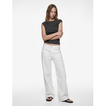 Koton Slim Fit Drape Detaylı Asimetrik Yaka Kolsuz Bluz Antrasit 6sal30154ık Antrasit