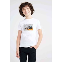 Tshirthane Back To The Future Car Baskılı Unisex Çocuk Beyaz T-Shirt