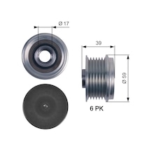 Alternatör Kasnağı - Fiat Qubo, 500, Panda, Grande Punto, Punto, Doblo, Fiorino, Linea, Mito, Giulia - Gates-oap7113
