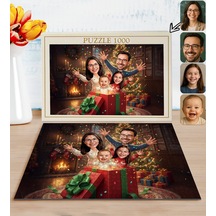 Bk Gift Kişiye Özel Aile Yılbaşı Karikatür Tasarımlı 1000 Parça Profesyonel Puzzle-8, 1000 Puzzle, Yeni Yıl Hediyesi, Yılbaşı Hediyesi Kobitmeyencom35