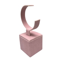 Yerli Üretim Süet Kumaş Pembe Renk 13 Cm Kelepçe Saat Sergileme Standı Çok Renkli