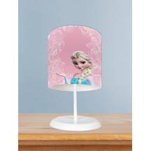 Mekta Home Bebek Ve Çocuk Odası Motifli Elsa Desenli Pembe Abajur