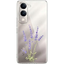Vivo Y04 Uyumlu Lavanta Çiçek Tasarımlı Baskılı Silikon Kılıf Renkli