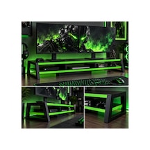 Tıtan Çift Monitör Yükseltici Stand, Gaming Oyuncu Monitör Standı, Masaüstü Ekran Yükseltici Ve Düzenleyici Raf Siyah-yeşil