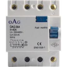 Oag 4X40 Amper 30Ma Kaçak Akım Rölesi