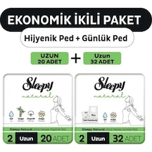 Sleepy Natural Ultra Ped Uzun 20'li + Uzun Günlük Ped 32 Adet