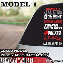 arka cam yazıları - çoklu model türkçe marka yazılı sticker seti