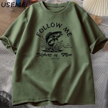 Flood Of Style Fishers Of Men T Shirt Men Retro Christian T-shirt Cotton Men's Bible Tshirt Christian Dad Fi Yeşil