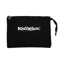 Kamelot Yazı Siyah Clutch Astarlı Cüzdan / El Çantası Siyah