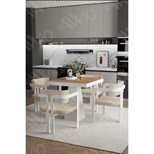 Avvio Sofia Lake Mdf Ayak Tokyo Demonte Sandalye 80x80 Yemek Masası Mutfak Masası 4 Kişilik Akça