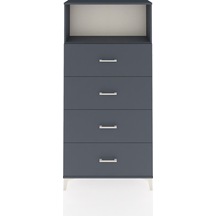 Arges Dolap 2 Raflı 4 Çekmeceli 88x30x182 Antrasit-antrasit Antrasit