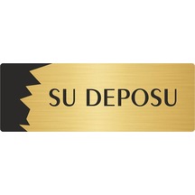 Metal Departman Kapı İsimliği, Yönlendirme Levhası Su Deposu 10x20 Cm Altın Renk