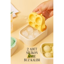 2 Adet Silikon Kare Yapışmaz 6 Lı Buzluk Bas Çıkar Buzluk Kabı Buzluk Kokteyl Sunum Buz Kalıbı Silik Diğer