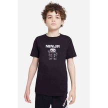 Undertale Ninja Baskılı Unisex Çocuk Siyah T-Shirt