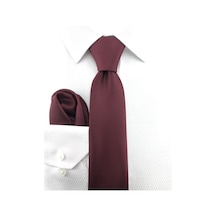 Pierroni Bordo Oxford Desen Mendilli Kravat Bordo