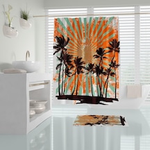 Zethome Tropik Hawai Sun Banyo Duş Perdesi Tek Kanat 1X180X200 Çok Renkli