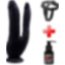 Zaga Oyun Belden Bağlamalı İki Uçlu Vantuzlu Realistik Çatal Dildo Penis
