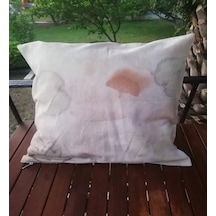 Doğal Boyama, Ekolojik Baskılı Pamuklu Kırlent, El Yapımı, Tasarım, Bej, Moli Tasarım Diğer