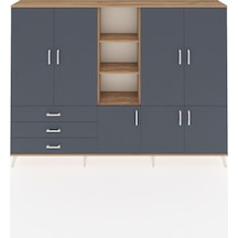 Arges Dolap 11 Raflı 3 Çekmeceli 7 Kapaklı 220x30x163 Çam-antrasi Çam-antrasit