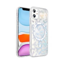 Kılıfist Apple Uyumlu iPhone 11 Kılıf M-safe Şarj Özellikli Şeffaf Zore Folk Sert Kapak - Fiyonk Beyaz