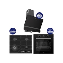 Flowart Digital Asimetrik QBL63CS+NT025-WFA+D080-SA Siyah Cam Ankastre Set
