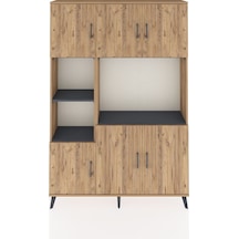 Arges Dolap 9 Raflı 6 Kapaklı 132x30x195 Çam-çam/antrasit Atlas Çam/antrasıt