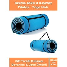 Enenstyle Taşıma Askılı Konfor Modeli Çift Taraflı Kaymaz Yoga Meditasyon Minderi 16mm Mavi Siyah Mat Çok Renkli Çok Renkli